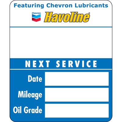 Havoline/Chevron Oil Change Stickers - Handwritten