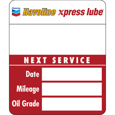 Havoline XL Oil Change CLINGS - Handwritten Print on Demand