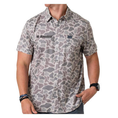 Havoline Burlebo Performance Button-Up Shirt- Deer Camo